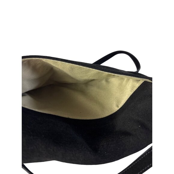 Margot Black Suede Leather Crossbody Bag Magnetic Clasp 10 in X 7 in X 2.5 in - Picture 6 of 6